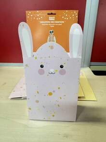 6pcs Easter Rabbit Shaped Gift Paper Bags, Cute Cartoon Long Ear Rabbit Candy Bags, Birthday Party Children Gift Storage Packaging Bags - A - View 2