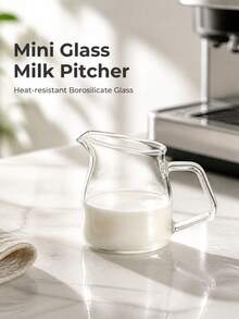 1pc Transparent Glass Coffee Pot With Handle, Anti-Scald Pointed Spout For Easy Pouring, Heat-Resistant Thickened Glass Sauce Cup, Suitable For Breakfast, Western Dining, And Bar Use, Ideal For Baking Enthusiasts And Coffee Lovers. - Multicolor - View 5