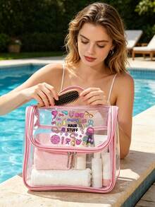 Waterproof Transparent Hair Care Product Storage Bag With Cartoon Printing Portable Hand Wash Bag,Items Are Clear At A Glance, No Need To Search For Hair Rings, Combs, Items Are Clear At A Glance, No Need To Search For Hair Rings, Combs - Multicolor - View 4