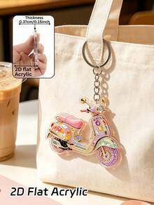 2D Acrylic Shiny Motorcycle-Shaped Keychain, Electric Vehicle Pattern Bag Charm, Daily Decorative Gift, Suitable For Backpack, Wallet, Phone, Earphone, Car Charm, Unique Birthday Gift, Party Gift, Back To School Gift, Teacher's Day Gift, Halloween Christmas Gift - Multicolor - View 7