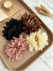 1pc Chiffon Flower Hair Clip, Elegant Large Flower Non-Slip Hair Claw, Women's Daily Party Hair Accessory - Multicolor - View 7