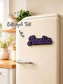 Ayotu Customized Personalized Text Fridge Magnets, Perler Beads Style Magnetic Fridge Magnets, Customizable Name Or Number, Hama Beads Storage Stickers Decoration, Ideal Choice For Decorating Fridge And Kitchen, Personalized Home Decor, Customized Memorial Kitchen Decoration, Fashionable DIY Crafts, Suitable As Customized Birthday/Housewarming Gifts For Mom, Best Friend, Bridesmaid, And Female Friends - Multicolor - View 10