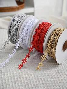 1 Roll Of Snowflake-Patterned Ribbon (Approx. 900 Cm Long; Suitable For Christmas Gift Wrapping, Floral Arrangements, And Crafting-Holiday Craft And Decorative Supplies). - Multi-color - View 6