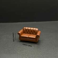 1PC Mini Vintage European Style Double Sofa, Miniature Furniture, Mini Sofa, Dollhouse Living Room Decor, DIY Model House Accessories, Photography Props, Holiday Gift - Photo Color - View 6