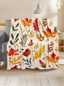 Minimalist Aesthetic Plant & Floral Print Pattern, Outdoor Camping Leisure Blanket, Soft & Comfortable 280gsm Fleece Blanket, Multi-Purpose Blanket For Sofa, Bed And More, Suitable For Home, Picnic, Travel, All-Season Comfort, Modern Style, Polyester, Machine Washable - Multicolor - View 3