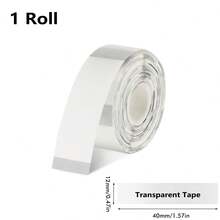 Labels D30 Label Tape, Black On Clear Print Master Labels Refill Name Label, Sticker Thermal Paper Self-Adhesive, 12 X 40 Mm (0.47 X 1.57 Inch) 160 Tapes/Roll - View 13