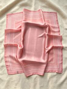 1件女款波希米亞復古印花70cm正方形絲巾，可用作腰帶、緞帶、髮飾，適合日常、度假與約會 - 粉色 - 查看 2