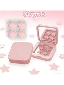 60pcs/Box Practical Pink Makeup Mirror With Star Decoration Beauty Patch, Portable Travel Makeup Mirror Box, Fashion Facial Accessory, Suitable For Daily Makeup, Party And Gift - Multicolor - View 10