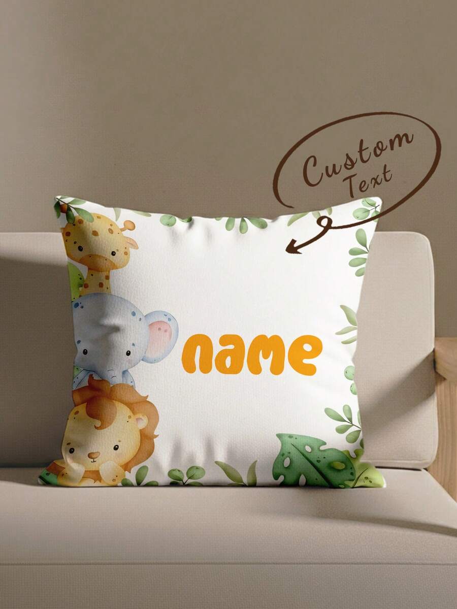 1pc Customizable Personalized Text Print Double-Sided Pillow Case, Pillow Case, Patterned Pillow Case, Suitable For Holiday Gifts, DIY Patterned Pillow Case, For Family, Friends And Yourself - Orange - View 1