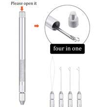 1 Set 4‑In‑1 Hair Extension Tools Combo, Includes 3 Hook Needles, 1 Holder, 1 Pulling Needle Loop Threader, Comes With 200 Silicone Hair Extension Ring Beads, Suitable For Wig Hair Extensions, Feather Hair Extensions And Other Hair Extension Styles, Halloween - View 6