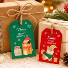 Custom Christmas Gift Tags, Festive Personalized Name Gift Cards For Holiday Wrapping, Customized Name Present Labels, Customizable Xmas Party Favor Tags, Pet Style, Secret Santa Gift, Stocking Stuffer, Merry Christmas, Christmas Ornaments, Family - Style a - View 6