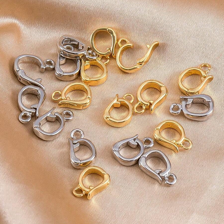 2/5/8Pcs 18K Gold-Tone Copper Oval Spring Clasp Pendant Connector, Suitable For Jewelry Making And DIY Handmade Jewelry Accessories - Copper Jewelry Buckle - View 1