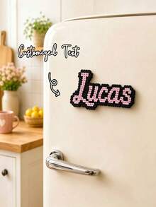 Ayotu Customized Personalized Text Fridge Magnets, Perler Beads Style Magnetic Fridge Magnets, Customizable Name Or Number, Hama Beads Storage Stickers Decoration, Ideal Choice For Decorating Fridge And Kitchen, Personalized Home Decor, Customized Memorial Kitchen Decoration, Fashionable DIY Crafts, Suitable As Customized Birthday/Housewarming Gifts For Mom, Best Friend, Bridesmaid, And Female Friends - Multicolor - View 16