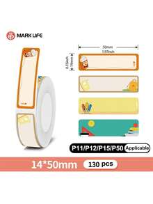 Marklife 1 Rol 0,55x1,97 Inci (14*50mm) 130 Lembar Kertas Label Termal, Tahan Air, Kertas Premium - Sempurna Untuk Mengatur dan Memberi Label, Kompatibel Dengan Printer Tanpa Tinta P11, P12, P15, P50, Untuk Penyimpanan di Rumah dan Label Nama, Catatan Hadiah, Dll. - View 13