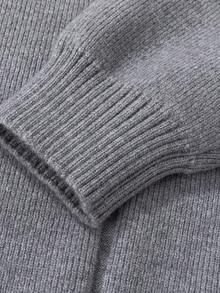 Vintage Minimalist Casual Ribbed Knit Cardigan Jacket With Zipper, Unisex Spring/Autumn Daily Versatile Commuter Style - Grey - View 5