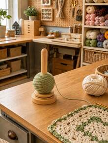 1pc Yarn Spool Holder, Minimalist Natural Bamboo Rotating Yarn Spool Stand, Anti-Tangle Smooth Rotating Base, Time-Saving Knitting Supplies, Suitable For Crochet Enthusiasts, Applicable For Handmade Crochet, Handmade Knitting And Desktop Craft Use - A - View 4