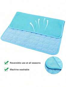 Washable Dog Cooling Mat, Ice Silk Cooling Pad, Pet Self-Cooling Blanket, Dog Cooling Mat, Suitable For Indoor, Outdoor, Car Seats, For Pet Lovers - Blue and White - View 9