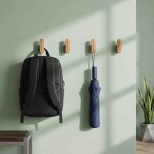 2pcs Solid Wood Wall Hooks, Strong Load-Bearing Wooden Coat Hooks, Minimalist Wall Hat Rack And Towel Rack, Space-Saving Entryway Storage Accessories, Suitable For Bathroom, Bedroom And Home Decor - View 6