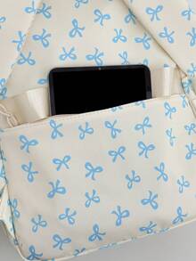 Newborn Backpack; Bow Print Backpack, Suitable For Elementary And Middle School Students - Blue - View 6