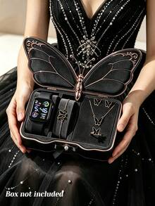6Pcs/Set Girls Electronic Watch Jewelry Set, Minimalist Fashion Style LED Digital Display Calendar Watch With Butterfly Element Bracelet + Necklace + Ring + Earrings, Perfect For Outings/Photo Shoots/Class Reunions, Also A Unique Gift Choice For Girl (Gift Box Not Included) - Multicolor - View 3