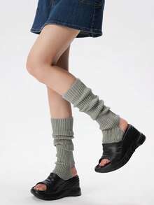 STAR RIVER Autumn/Winter White Thickened Stirrup Leg Warmers, Japanese JK Style Y2K Calf Socks, Minimalist Versatile Dance & Yoga Socks - Multicolor - View 8