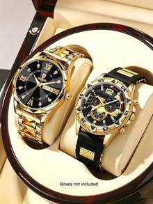 2pcs/Set Fashion Teenager Watch, Couple Watch For Boys And Girls, Analog-Digital, Stainless Steel Material, Gift, Daily Life - Multicolor - View 12