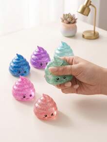 1 pièce Jouet squishy mignon pailleté en forme de caca, jouet à presser kawaii coloré et brillant, jouet sensoriel anti-stress amusant pour blague, cadeau de fête d'anniversaire, remplissage de sac cadeau, cadeau original - Multicolore - Voir 3