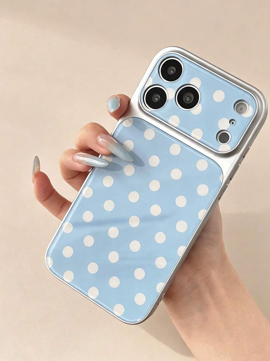 1 buah Casing Ponsel Minimalis Polka Dot 17 inci, Pelindung Anti Guncangan untuk Apple 16 Pro Max, 15 Wanita (Perdagangan Lintas Batas) - Biru - View 1