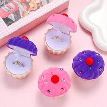 1 Pc Exquisite Cake Velvet Jewelry Box Shiny Crystal Ring Container Wedding Ring Boxes For Earrings Necklace Bracelet Display Gift Box Holder - Multicolor - View 7