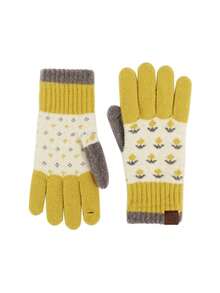 1pc Retro Color-Blocked Floral Pattern Knitted Gloves, Retro Mori Girl Style, Five-Finger Split Fit, Touchscreen Exposed Fingertips, Ribbed Cuffs, Suitable For Commuting, Outdoor Activities, And Everyday Life In Autumn And Winter. - Multicolor - View 19