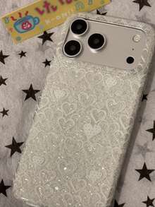 Niche Lace Heart Design Phone Case Compatible With Apple 17 Pro Max, 16, 15 Pro, 14, 13, Anti-Drop Protective Cover For Women, Glitter Creative Full Coverage Ins Style - White - View 3