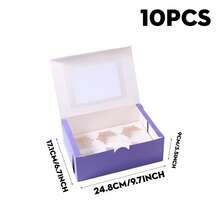 14pcs Cake Boxes, Cardboard Dessert Packaging Boxes With Transparent Window, Purple Rectangular Baking Boxes, Solid Color Design, Foldable, Suitable For Birthday Party, Wedding, Celebration, Dessert Packaging, Halloween Theme, Party Supplies - Multicolor - View 7