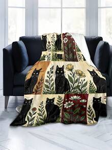 Soft And Comfortable 280gsm Blanket, Animal And Floral Print Pattern, Outdoor Camping Leisure Blanket, Multi-Purpose Blanket For Sofa, Bed And More, Suitable For Home, Picnic, Travel, All Seasons Comfort, Modern Style, Polyester, Machine Washable - Multicolor - View 4