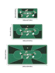 Rectangular Texas Hold'em Poker Table Mat (Multiple Sizes Available) Poker Tablecloth Pad Thickened Desktop Tablecloth Non-Slip Water-Absorbent High-End Luxury Portable Poker Table Mat, Waterproof Noise-Reducing Non-Slip Fabric, Suitable For Teens 14+ And Adults, Party, Entertainment, Game And Gift, Holiday Essential. - Green - View 3