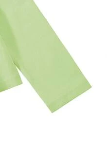 Autumn/Winter Ribbed Cotton Long Sleeve Top For Girls, Casual Sporty College Style - Fruit Green - View 6