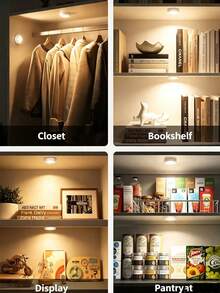 3/1pc Magnetic RGB Sensor LED Puck Light, USB Rechargeable Under Cabinet Night Light, 1200mAh Wireless Adhesive Light, Suitable For Wardrobe, Cabinet, Bedroom Decoration - Rechargeable Motion Sensor Cabinet Light - View 7