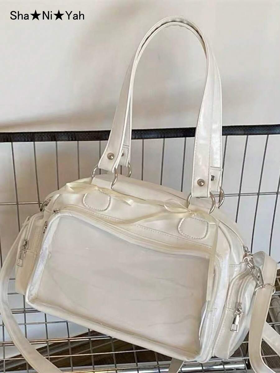 2026 Neue japanische & koreanische Stil große Kapazität Ita Tasche für Mädchen, vielseitige transparente Umhängetasche für Abzeichen, Anime Ita Tasche, Schultertasche kann Lehrbücher aufnehmen (enthält keine Anhänger, Puppen, Postkarten)
