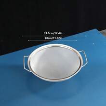 Stainless Steel;Double Handles;Fine Mesh;Wide Rim;Rice Washing Bowl;Kitchen;Household;Vegetable Washing;Draining;Water Filter Basket;Multifunctional;Large Capacity;Drop-Resistant;Easy To Clean;Practical For Daily Cooking;Kitchenware;Great Item - Silver - View 11