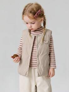 mini bala Autumn Winter Unisex Baby Padded Vest Water Repellent Antibacterial Anti‑Mite Machine Washable Outerwear - Camel - View 2