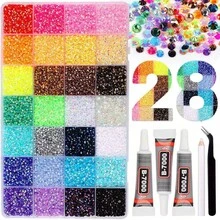 32,000顆/40色平底水鑽套組，多色手工寶石DIY套件，附取鑽筆與鑷子，適用於服飾、鞋子、閃亮飾品，彩色混色盤 - 彩色 - 查看 13