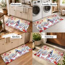 1pc Kitchen Floor Mat, Soft Faux Cashmere Material, Christmas Snowman & Christmas Tree Pattern, Non-Slip, Suitable For Kitchen, Bathroom, Entryway, Multi-Scene Use, Christmas Room Decor, Holiday Gift - Multicolor - View 10
