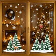 1 Set Christmas Snowflake, Christmas Tree, Bird Pattern Decorative Stickers, Christmas Static Window Stickers, Holiday Party Home Decor Stickers, Christmas Party DIY Decorative Window Stickers, Atmosphere Creating Supplies, Photo Props, Suitable For Christmas Home Decor, Holiday Party Window Decoration, Store Window Decorative Stickers - Multicolor - View 7