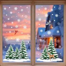 1 Set Christmas Snowflake, Christmas Tree, Bird Pattern Decorative Stickers, Christmas Static Window Stickers, Holiday Party Home Decor Stickers, Christmas Party DIY Decorative Window Stickers, Atmosphere Creating Supplies, Photo Props, Suitable For Christmas Home Decor, Holiday Party Window Decoration, Store Window Decorative Stickers - Multicolor - View 2