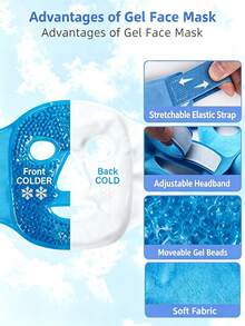 1/2PCS Ice Gel Face Mask,Reusable Cooling Gel Bead Face Mask With Adjustable Strap,Cold Compress Mask,Chilled Facial Mask,Face & Eye Cooling Mask,Cooling Eye Mask,Cold Gel Face Mask,Skincare,Puffy Face Care,Home Spa,Travel,Relaxation,Daily Use - Bead-infused Facial Mask - View 3