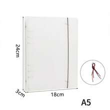 A5 6-Ring Transparent PVC Loose Leaf Notebook, Replaceable Loose Leaf Diary, Includes Lined/Grid/Blank Refill Paper And Loose Leaf Pockets, DIY Planner Storage Notebook, School Office Stationery - A5 - View 3