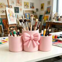 Bowknot Storage Box PETG Material Sturdy Suitable For Stationery Storage, Makeup Brush Storage, Toothbrush And Toothpaste Storage, Exquisite Desktop Decor Applicable To Living Room, Bedroom, Desk, Office Desktop, Business Decor, School Small Gift, Exquisite Decoration - Multicolor - View 2