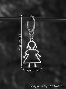 1 Peça Pingente de Homem & Mulher Oco de Aço Inoxidável Brincos Personalizados da Moda - Prata - Visão 7