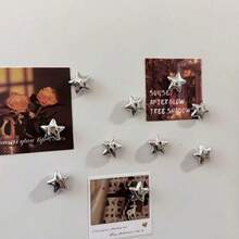 5/10 Pcs Silver Star Refrigerator Magnets, Acoustic Panel Magnetic Stickers, Kitchen Fridge Decor, Refrigerator Door Decoration, Photo Holder, Holiday Gift - A - View 2