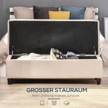 Upholstered Bench With Storage, Bed Bench With Lid In Linen Look, Trunk Bench, Storage Bench For Living Room And Bedroom, Grey - 米色 - 查看 4
