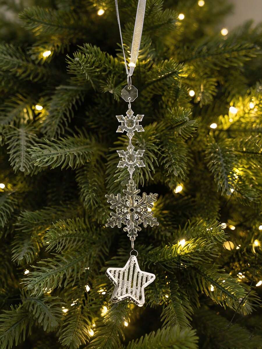 Set 12 Buah Ornamen Gantung Natal Akrilik Bening, Liontin Anti Pecah Berbentuk Kepingan Salju, Bintang, Es, dan Pohon, Dekorasi Liburan Bening Kristal untuk Pohon Natal, Dekorasi Pesta Liburan Musim Dingin di Rumah - MultiWarna - View 1